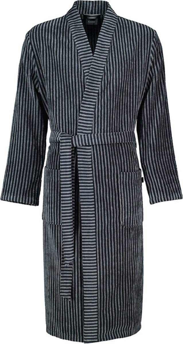 Cawö Badjas Heren – Luxe Kimono – Gestreept Grijs – 100% Katoen - maat 60