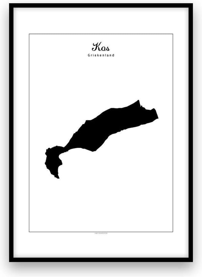 Kos eilandposter - Zwart-wit