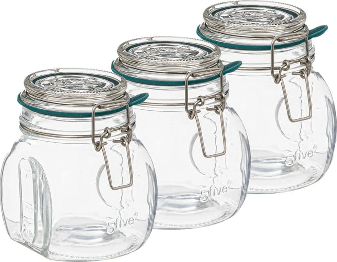 5Five Weckpot/inmaakpot Jarro - 6x - 500 ml - glas - beugelsluiting - D11 x H14 cm