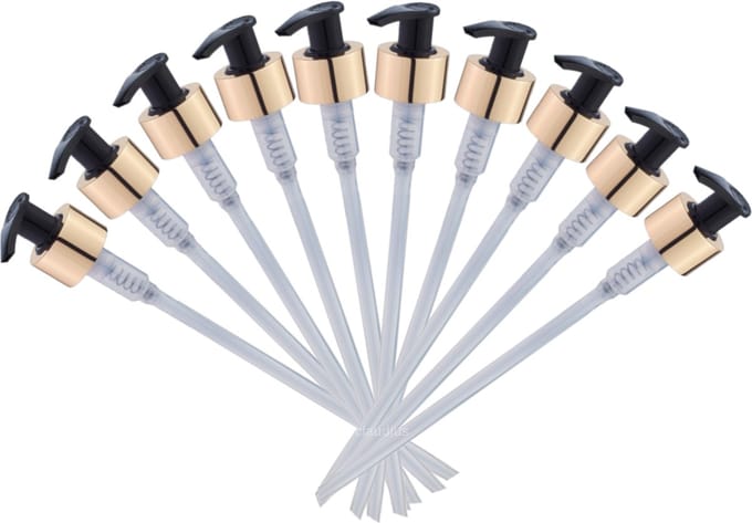 Gouden Dispenser Pomp – met zwarte top – DIN28 – set van 10 stuks – luxe uitstraling