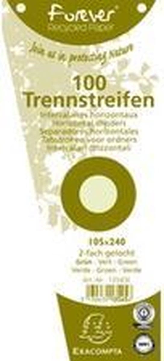 Exacompta FOREVER® Pak van 100 trapezium tabstroken met perforatie - 180g - 105x240mm - Groen - 13545E