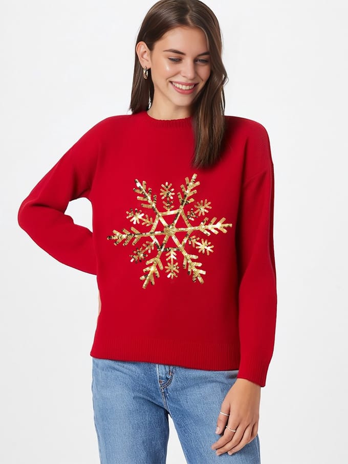 Starry Indigo - Foute Kersttrui / Sweater Dames - Sneeuwvlok