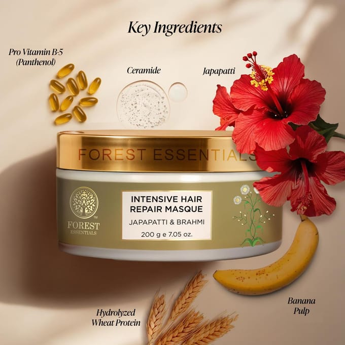 Forest Essentials Intensief Haarherstel Masker, Japapatti en Brahmi, 200g beige