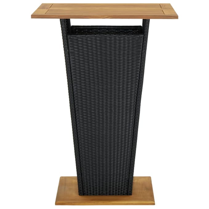 vidaXL - Bartafel - 80x80x110 - cm - poly - rattan - en - massief - acaciahout - zwart