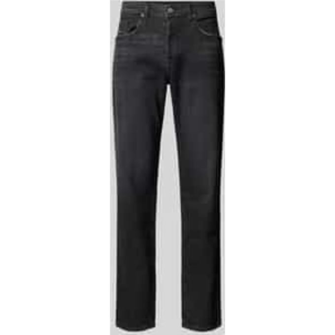 Low waist straight fit jeans met labelpatch