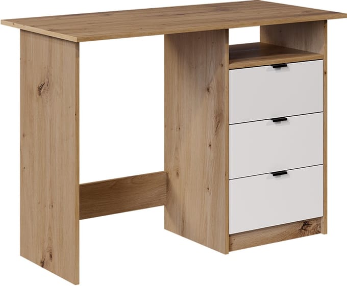 Vicco Meiko Bureau – 105 x 50 cm met laden Wit/Kunstnijverheid