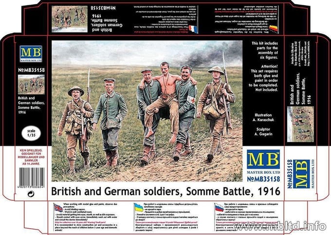 Master Box Modelbouwpakket Militaire voertuigen - MB35158 British - German Soldiers, Somme Battle, 1916 Plastic - 1:35 - Modelbouw