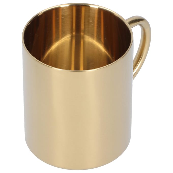 Mok 304 Roestvrij Staal Dubbellaags Anti-Verbranding Koffie Thee Waterbeker met Handvat 400ml(Goud )