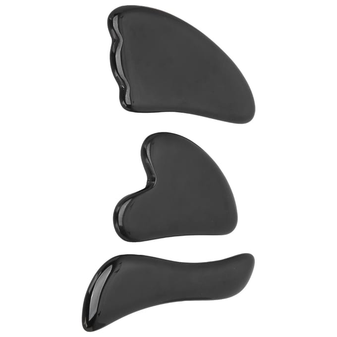 Outil de Massage du Visage Gua Sha en Obsidienne Professionnel Ensemble de Planches à Gratter pour Thérapie Corporelle Portables gray