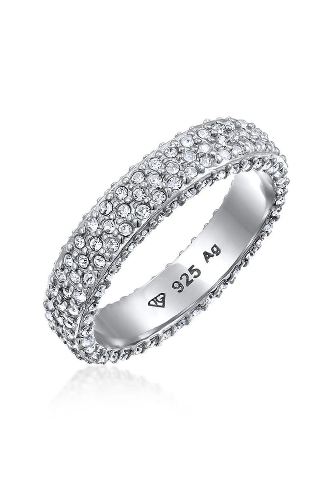 Elli - Ring - Stenen Dames Memoire Glazen Kristallen Xilion Cut Wit 925 Sterling Zilver - Dames