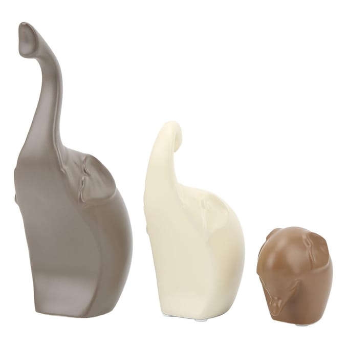 3 stuks Keramische Olifant Heldere Kleur Waterdicht Witte Keramiek Moderne Stijl Olifant Sculptuur voor white
