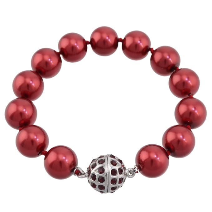 Behave - Rode parelarmband - feestelijke glam look - magneetsluiting