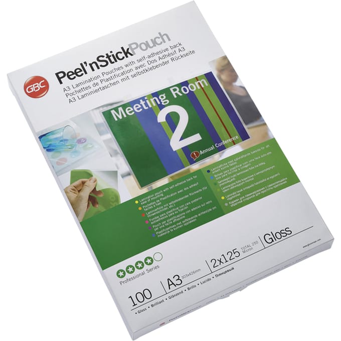 GBC Peel'n Stick - 100-pack - glossy - 303 x 426 mm - lamination pouches with adhesive back