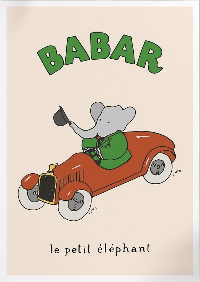 Babar By Automobile (Babar de Olifant) | Poster | B2: 50 x 70 cm