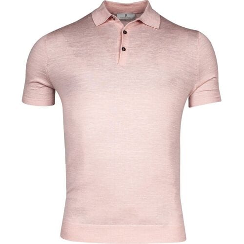 Thomas Maine Polo Pullover Short Sleeve Single Knit Merino Linnen Zijde Old Rose / male