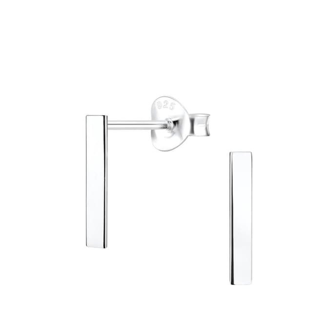 Joy|S - Zilveren bar / staaf oorbellen - 2 x 12 mm