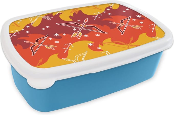 Broodtrommel Blauw - Lunchbox - Brooddoos - Boogschutter - Zodiac - Design - 18x12x6 cm - Kinderen - Jongen