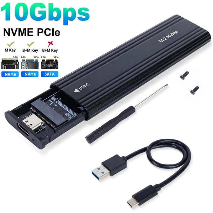M2 SSD Behuizing M.2 NVMe SATA SSD Behuizing M.2 naar USB Type C SSD Adapter 10Gbps USB 3.1 Externe Behuizing Ondersteunt M en B en B&M Keys Only NVME 10Gbps