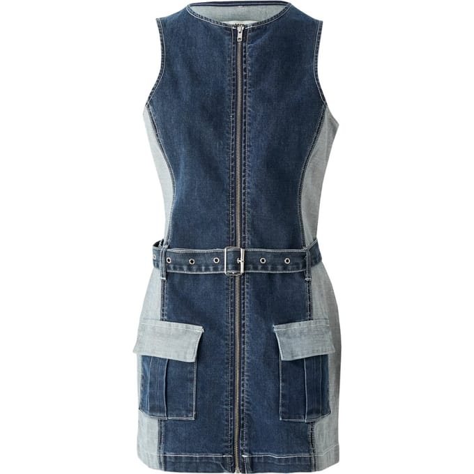 The Ragged Priest Dames Denim Ceintuur Mini Jurk (Indigo)