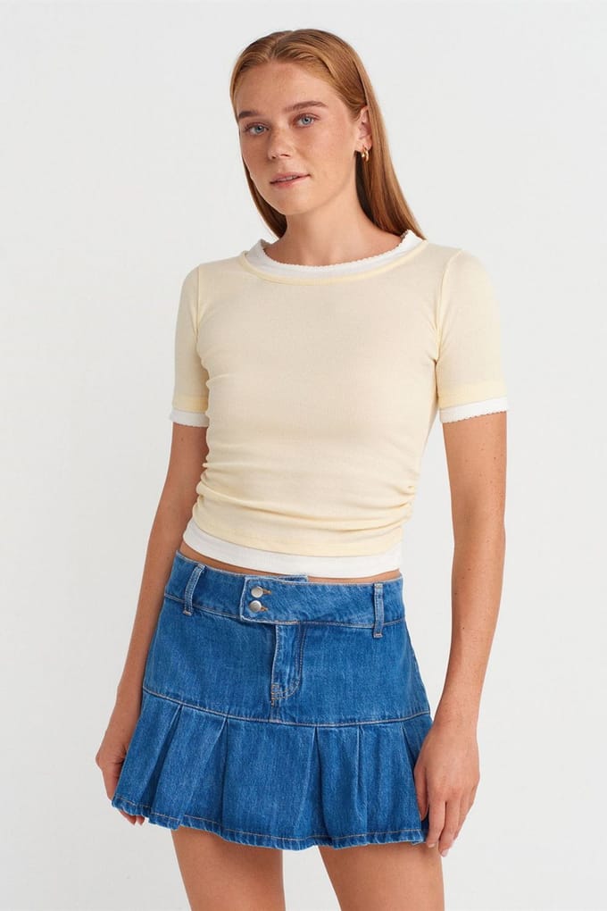 Dames Crop Slim-Fit Crew Neck T-Shirt