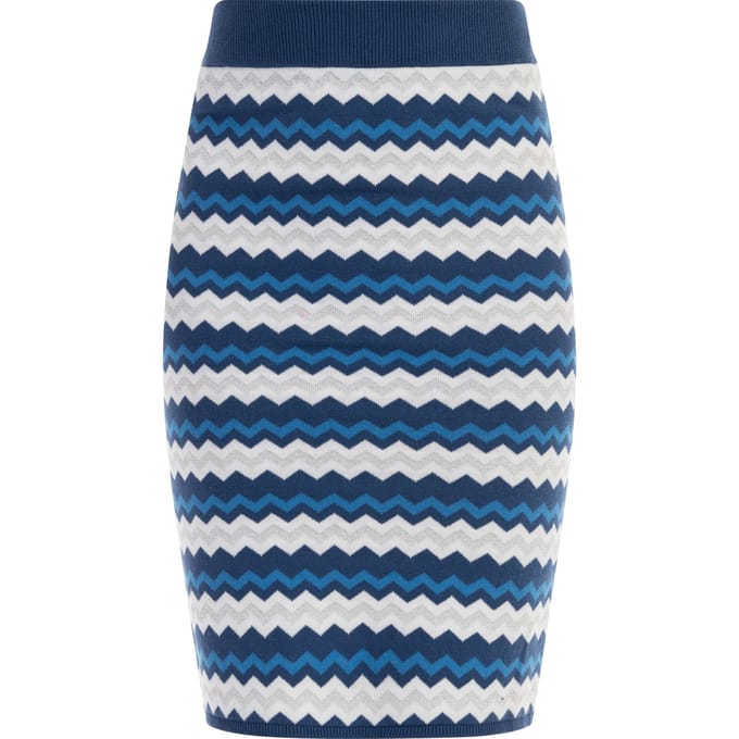 Faina Gebreide midi-rok Dames Blauw Veelkleurig