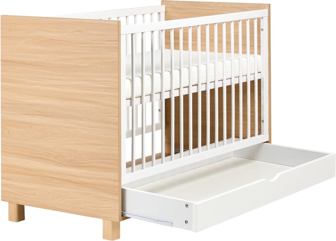 GUNNAR - Babybedje - Lichtbruin/Wit - 60 x 120 cm - Dennenhout