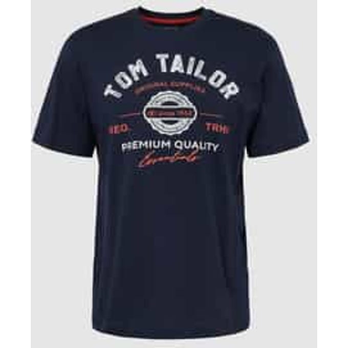 Tom Tailor - T-shirt met logoprint - Maat S - sky captain blue