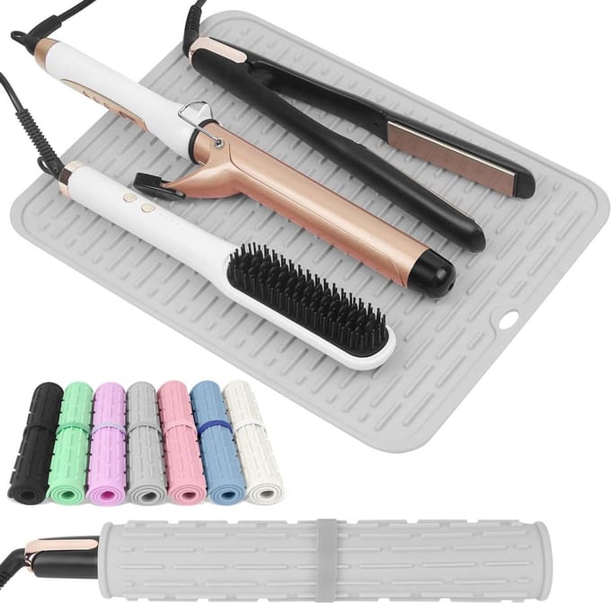 Hittebestendige Mat - Styling Tool Pad - Bescherming van Oppervlakken - Extra Groot Formaat - 36 x 28 cm - Grijs