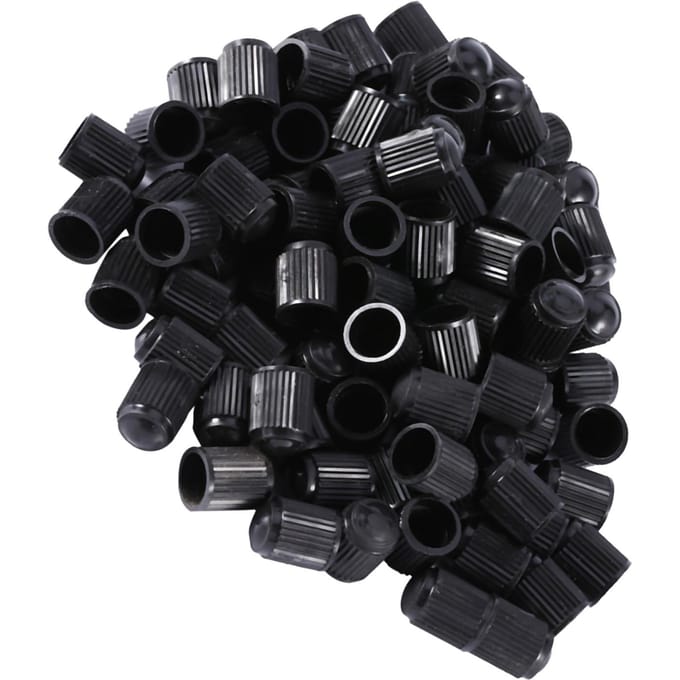 Lot de 100 bouchons de valve de pneu en plastique noir pour voiture, vélo, moto, camion black