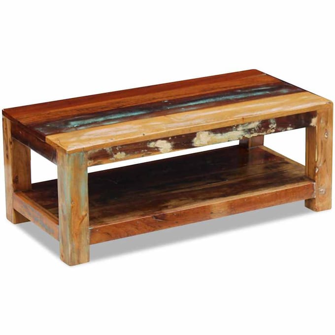 vidaXL - Salontafel - 90x45x35 - cm - massief - gerecycled - hout