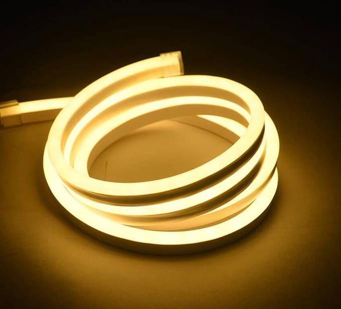 LED Neon Flex Micro Warm Wit 1 meter 8mm x 16mm inclusief 12V lichtnetadapter - Funnylights