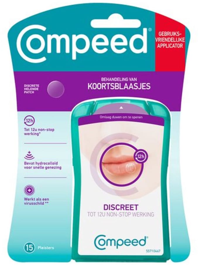 Compeed Koortslippleisters - complete oplossing voor het behandelen van een koortslip - Lipblaasjes Patch - 15 stuks