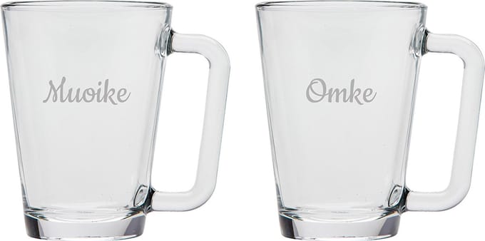 Gegraveerde theeglas 26cl Muoike & Omke
