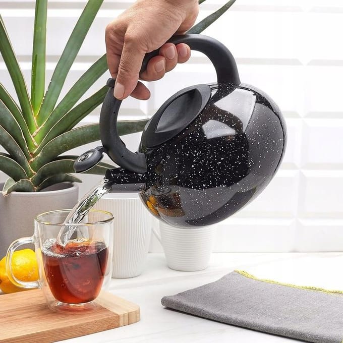 Tadar Vita Marmor Inductie Ketel 2.5L Zwart met Fluitje