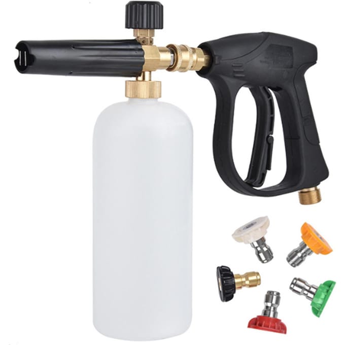 Hogedrukreinigerkit Hogedrukreinigingspistool Draagbare draagbare autowasmachine Schuimpistool Autowasspray wit