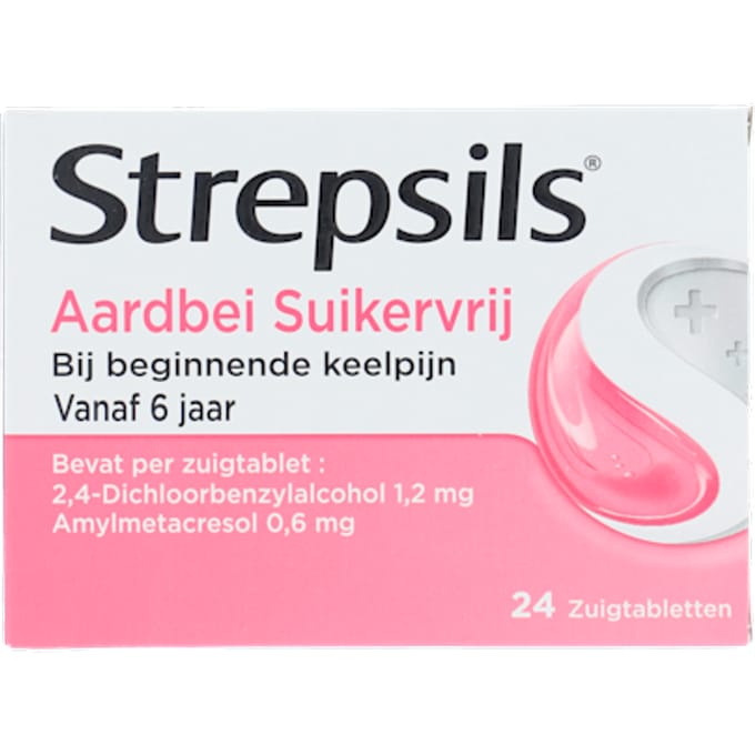 Strepsils Keelverzorging Aardbei Suikervrij - 24 tabletten