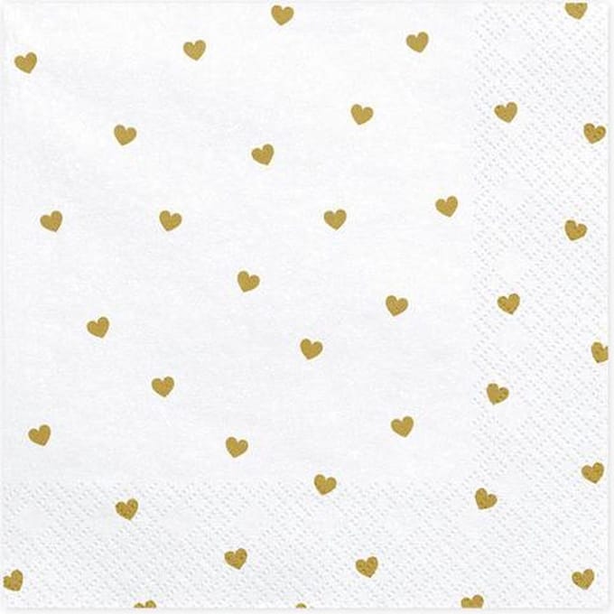 Servetten hartjes | goud | 20 stuks | Bruiloft