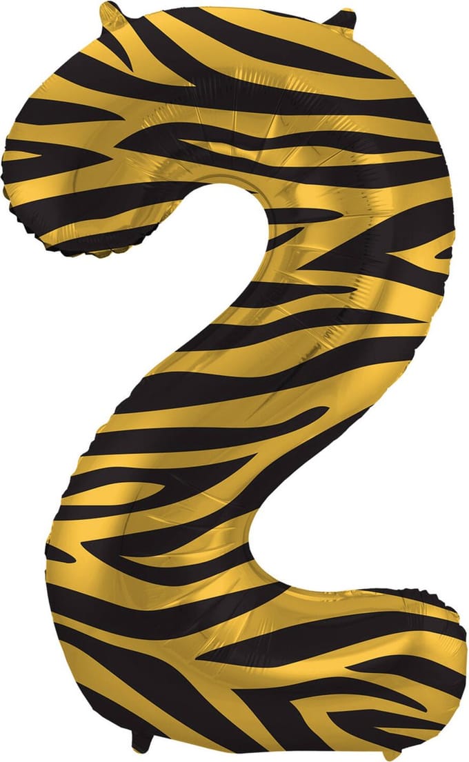 Folat - Folieballon Cijfer 2 Tiger Chic - 86 cm