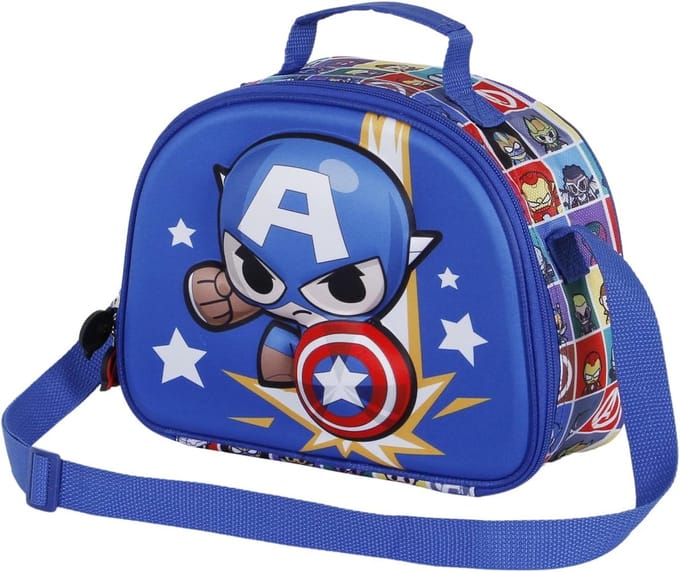 Karactermania - Marvel - Captain America - Punch - 3D Thermische Lunchtas met Trolley bevestiging - Snack - Blauw