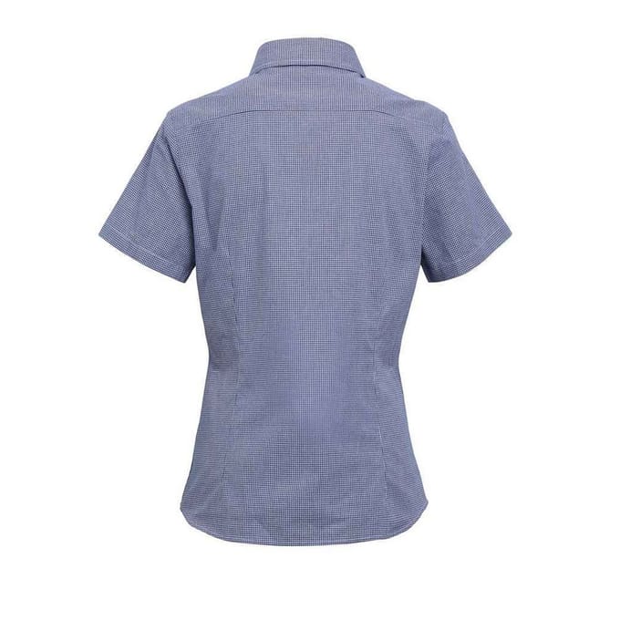 Premier Dames/Dames Gingham overhemd met korte mouwen (Marine / Wit)