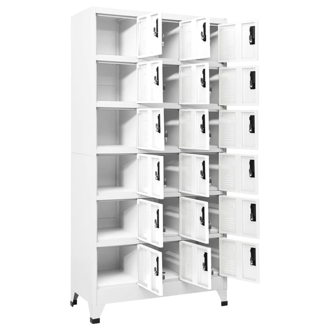 vidaXL - Lockerkast - 90x40x180 - cm - staal - wit