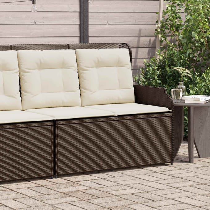 vidaXL - Tuinbank - 2-zits - Bruin - en - Crème - Wit - poly - rattan