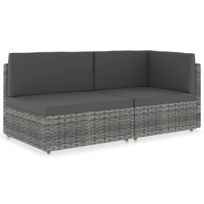 vidaXL - Tweezitsbank - sectioneel - poly - rattan - grijs
