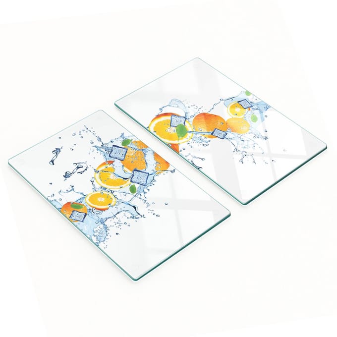 Glazen snijplanken met oranje waterprint, 2x30x52 cm
