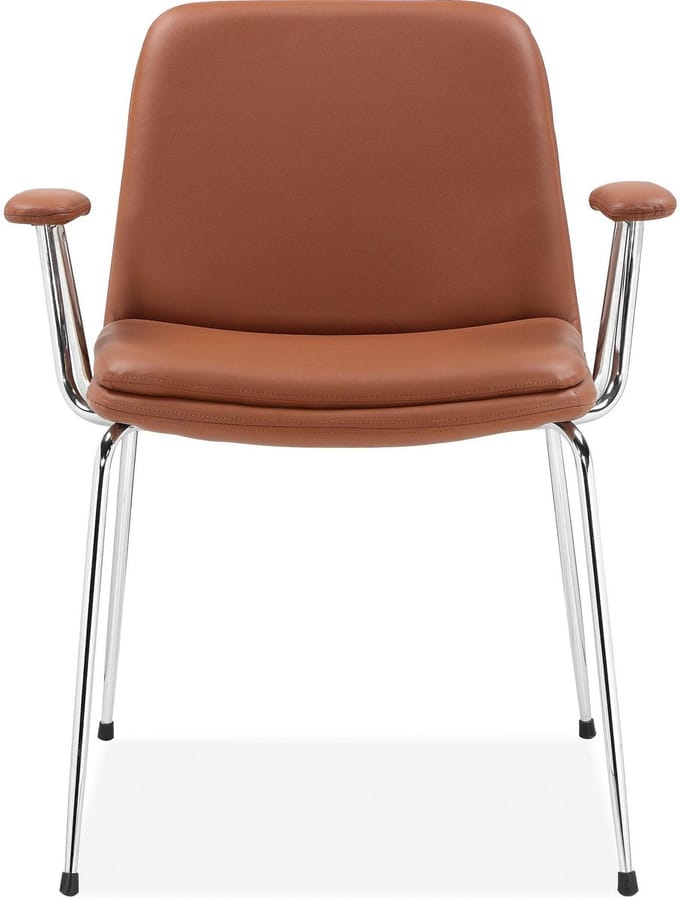 Heine-Fauteuil in Cognac PU / Chroom, 2 Pak