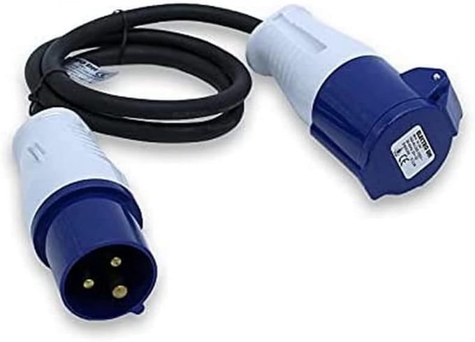 Industriële Adapterkabel 1 Meter: CETAC Stekker naar Schuko – Robuuste Verlenging