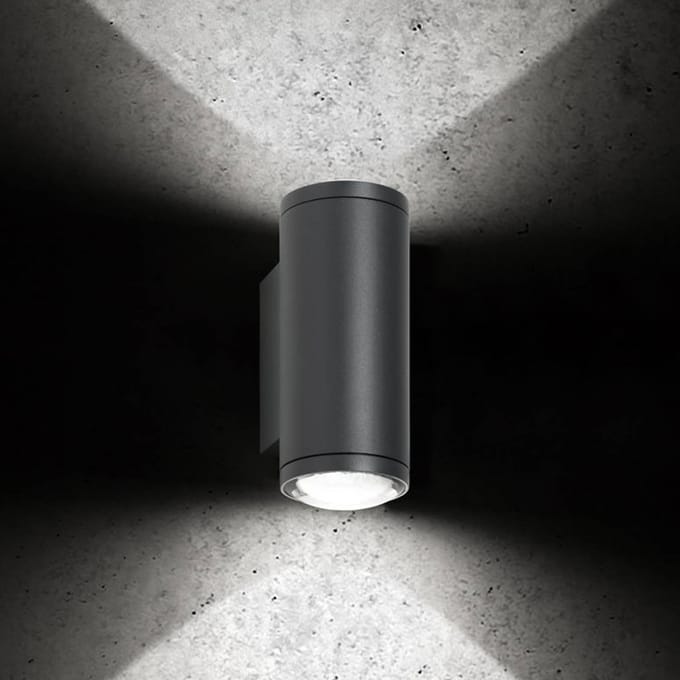 LCD LED buiten wandlamp 5156, 2 x 9 W, up & down, grafiet, aluminium