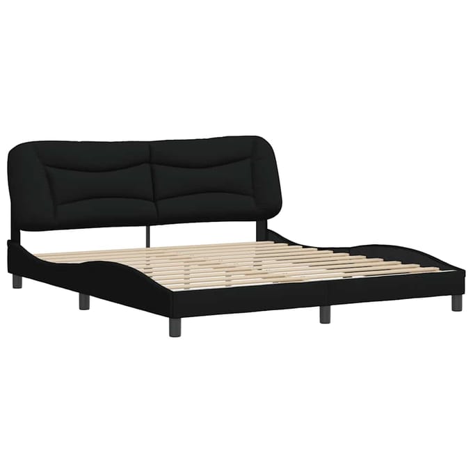 vidaXL - Bedframe - zonder - matras - "Hvar" - stof - zwart - 180x200 - cm