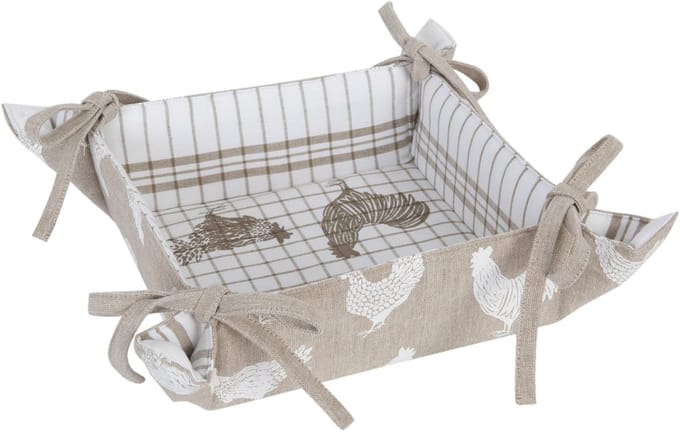 Clayre & Eef - Broodmand - Landelijk met Kip & Haan motief - 20 x 20 x 8 cm