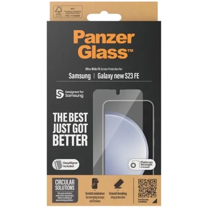 PanzerGlass Screenprotector geschikt voor Samsung Galaxy S24 FE Glazen | PanzerGlass Ultra-Wide Fit Screenprotector - Case Friendly